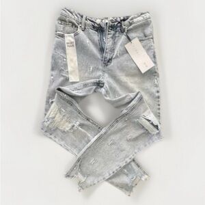 NEW Tinseltown Hi-Rise The Mom Jean Distressed Stretch Skinny Denim Womens SZ 5